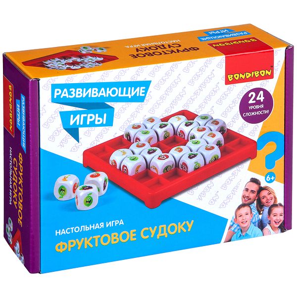 ГРАТ Развивающие настольные игры Bondibon «ФРУКТОВОЕ СУДОКУ», BOX ВВ4513