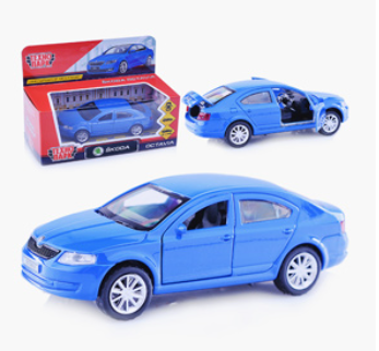 УРТ Машина металл Skoda Octavia, длина 12см, открыв. двери, инерц, синий в коробке 4690590185285