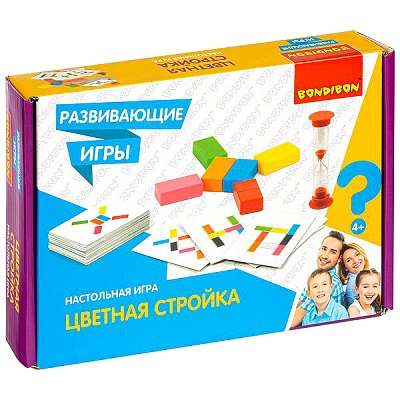 ГРАТ Развивающие настольные игры Bondibon «ЦВЕТНАЯ СТРОЙКА», BOX ВВ4516