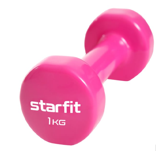 СО Гантель виниловая Core DB-101, 1 кг, розовый Starfit УТ-00018821