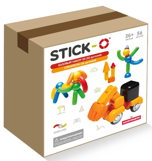 Конструктор магнитный STICK-O 901094 Большая стройка, 56 дет.