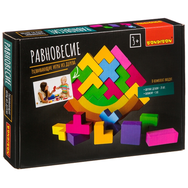 ГРАТ Развивающие игры из дерева Bondibon Игра-баланс «РАВНОВЕСИЕ», BOX 27,6×3,7×19 см ВВ4187